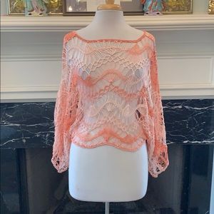 NWT BCBG Maxazria open weave crocheted top